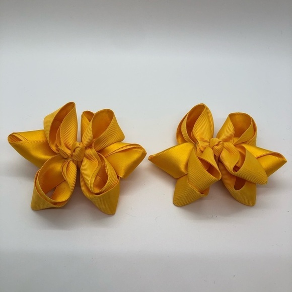 Gaby's Yellow Orange Bows Piggies Pigtails Set - Picture 1 of 7